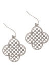 Clover Shape Pave Rhinestone Hook Earrings Silver - Pack of 6