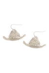 Rodeo Hat with Rhinestone Hook Earrings Matte Silver - Pack of 6