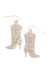 Rodeo Boots Pave Hook Earrings Matte Silver - Pack of 6