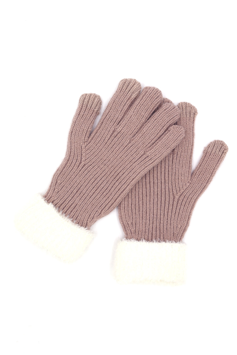 Faux Fur Cuff Smart Touch Knit Gloves Taupe - Pack of 6