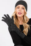 Fuzzy Cable Knit Smart Touch Gloves Black - Pack of 6