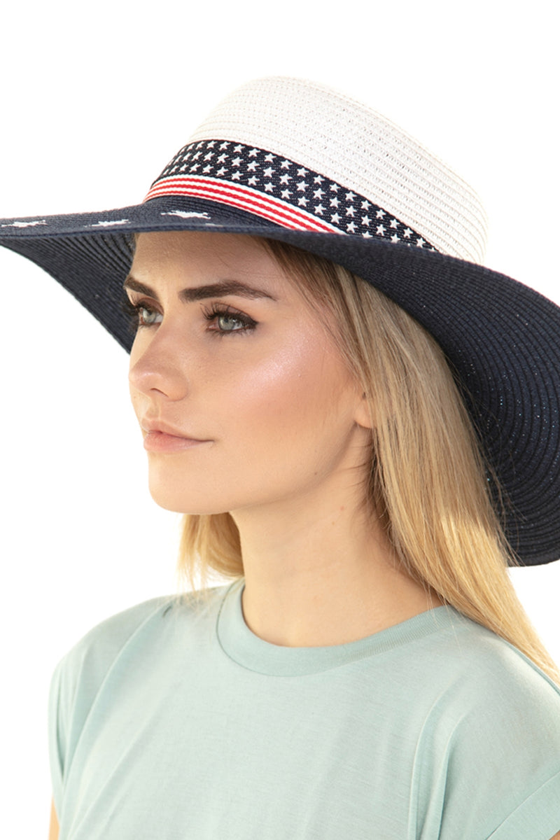 White American Flag Floppy Hat - Pack of 6