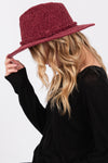 Chenille Pattern Fedora with Braided Band Burgundy - Pack of 6