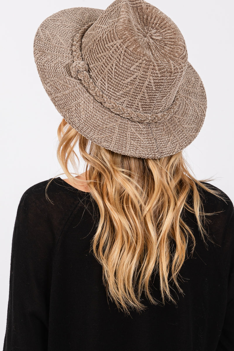 Chenille Pattern Fedora with Braided Band Khaki - Pack of 6