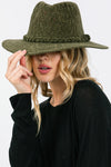 Chenille Pattern Fedora with Braided Band Olive - Pack of 6