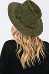 Chenille Pattern Fedora with Braided Band Olive - Pack of 6