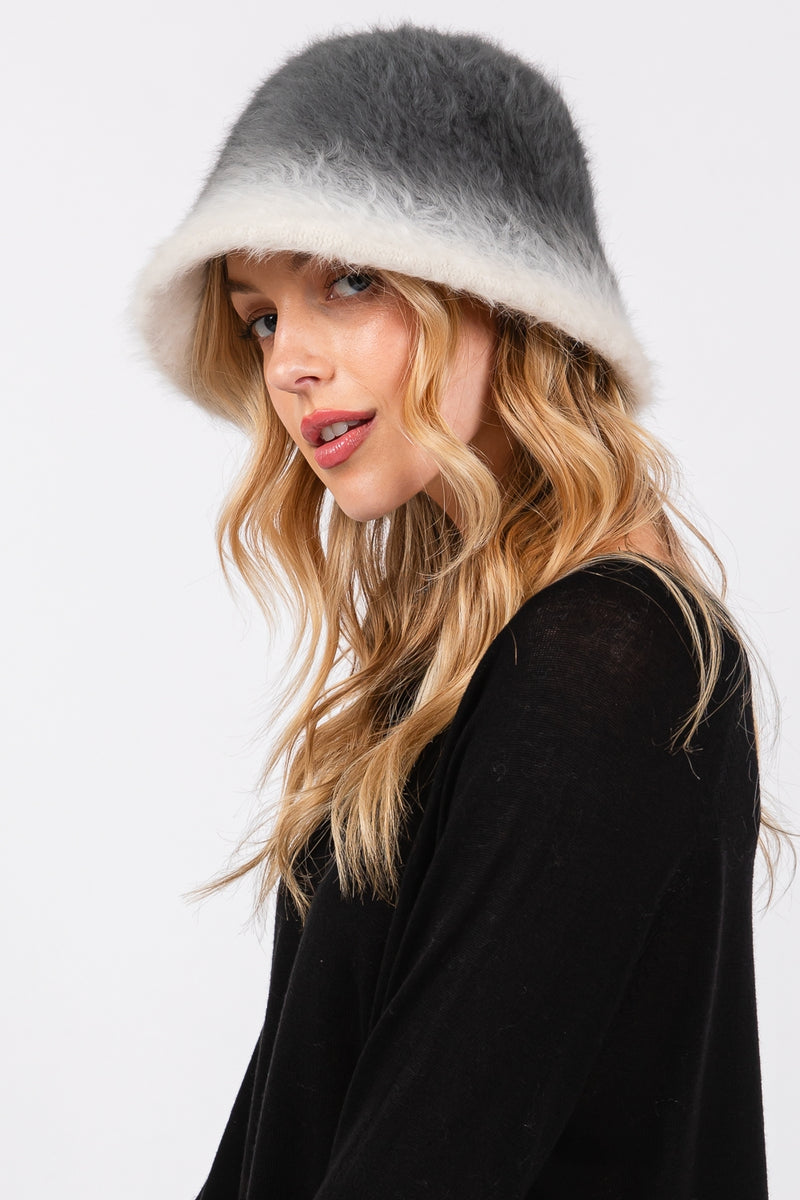 Fuzzy black bucket hat online