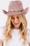 Sequin Cowboy Hat with Metal Chain Suede String Band Rose - Pack of 6