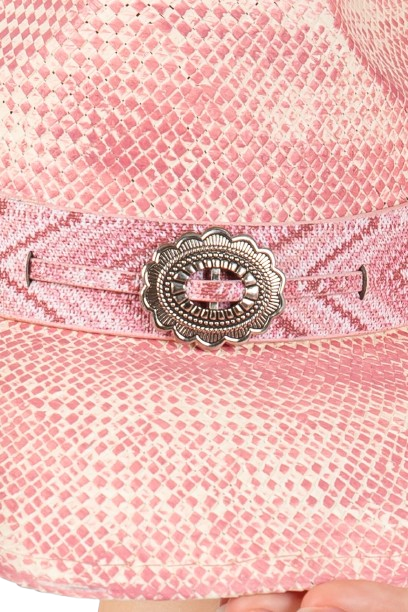 Vintage Cowboy Hat with Western Design Band Pink - Pack of 6