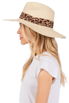 Leopard Band Straw Sun Hat Beige - Pack of 6