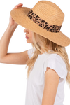 Leopard Band Straw Sun Hat Taupe - Pack of 6