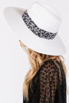 Leopard Band Straw Sun Hat White - Pack of 6