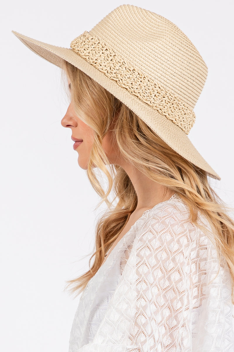 Paper Straw Braid Sun Hat Beige - Pack of 6