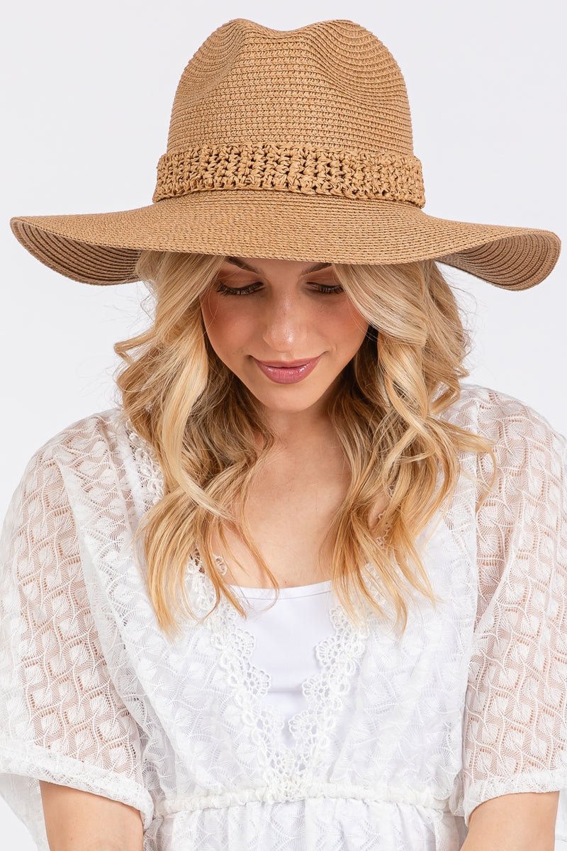 Paper Straw Braid Sun Hat Taupe - Pack of 6