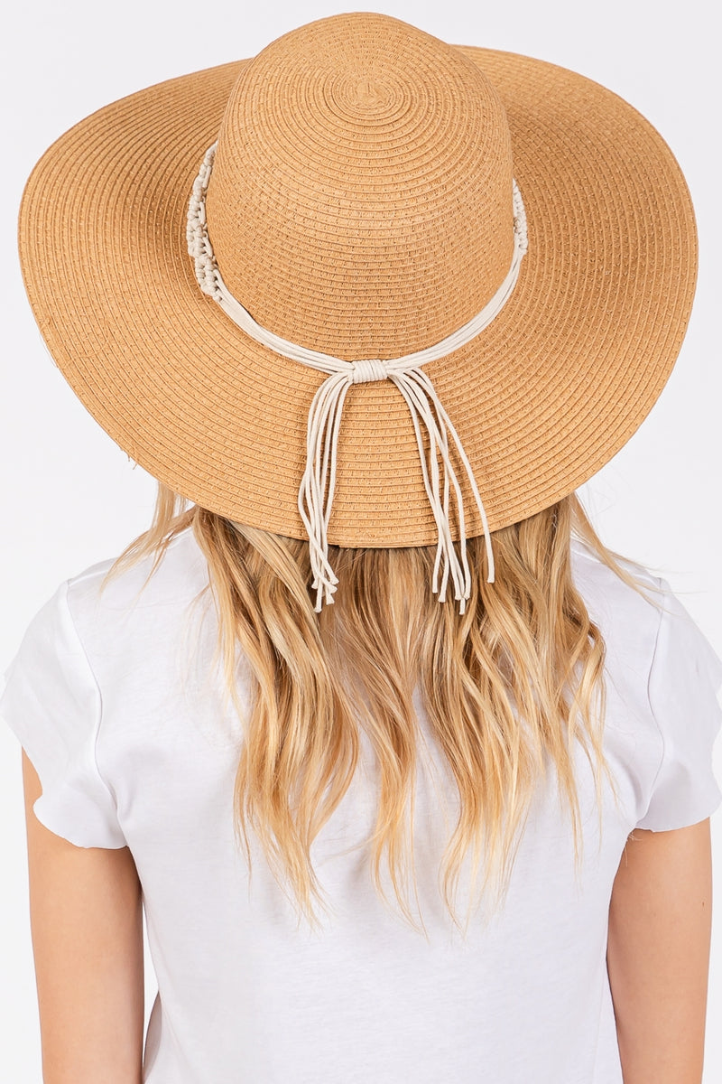 Braided Strap Straw Sun Hat Taupe - Pack of 6