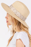 Tribal Aztec Pattern Straw Sun Hat Beige - Pack of 6