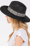 Tribal Aztec Pattern Straw Sun Hat Black - Pack of 6