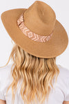 Tribal Aztec Pattern Straw Sun Hat Taupe - Pack of 6