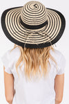 Striped Pattern Wide Brim Floppy Hat Black - Pack of 6