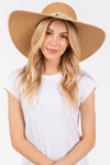 Wide Brim Straw Sun Hat with Shell and Conch Braided Band Taupe - Pack of 6