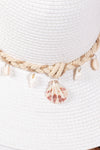 Wide Brim Straw Sun Hat with Shell and Conch Braided Band White - Pack of 6