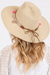 Boho Tassel Band Straw Sun Hat Beige - Pack of 6