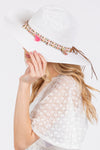 Boho Tassel Band Straw Sun Hat White - Pack of 6