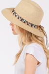 Straw Sun Hat with Shell and Multi Colored Band Beige - Pack of 6