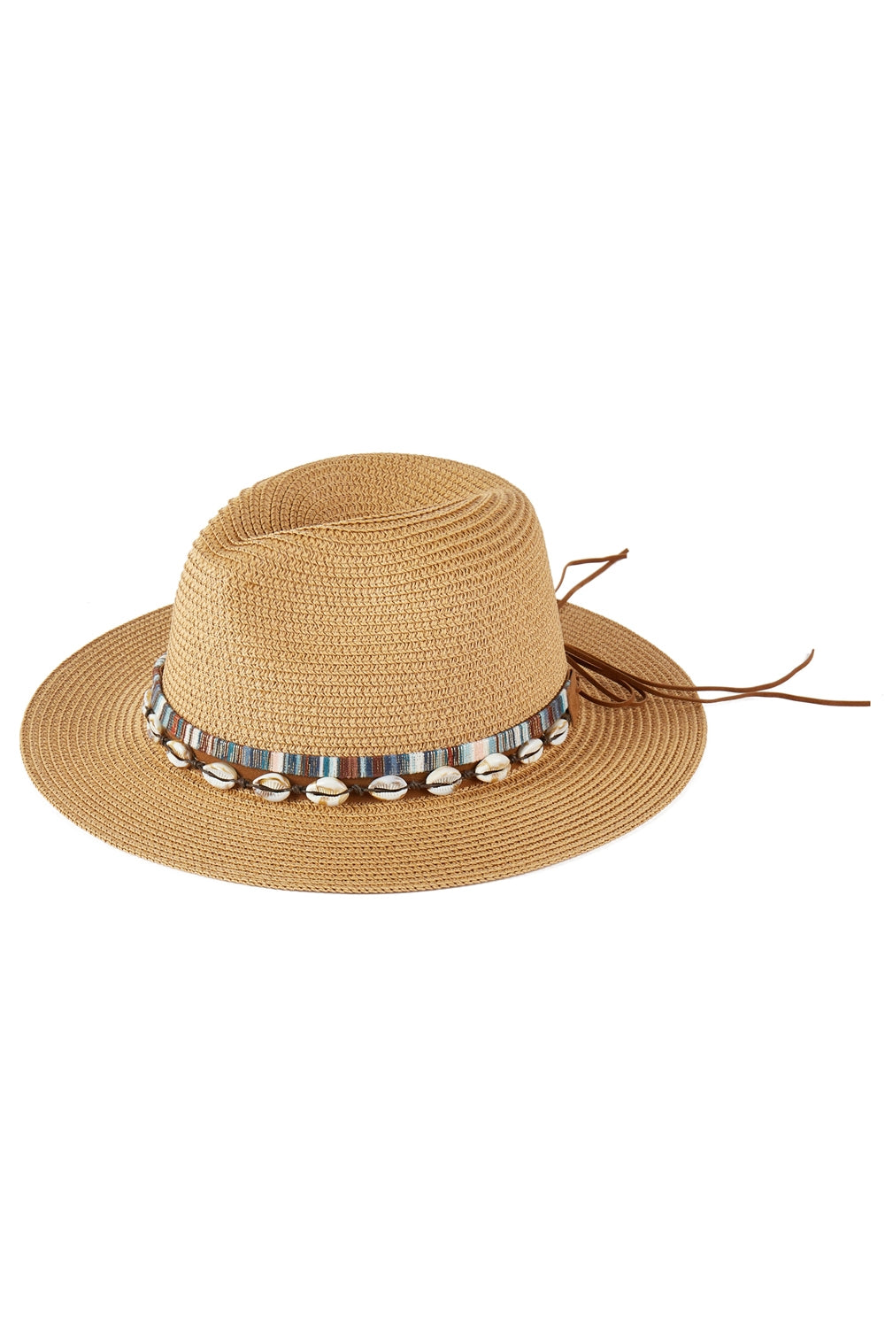 Straw Sun Hat with Shell and Multi Colored Band Taupe - Pack of 6