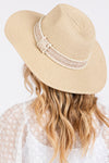 Tweed and Pearl Band Straw Sun Hat Beige - Pack of 6