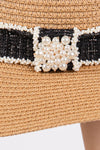 Tweed and Pearl Band Straw Sun Hat Taupe - Pack of 6