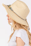 Frayed Straw Sun Hat with Braided Starfish Band Beige - Pack of 6