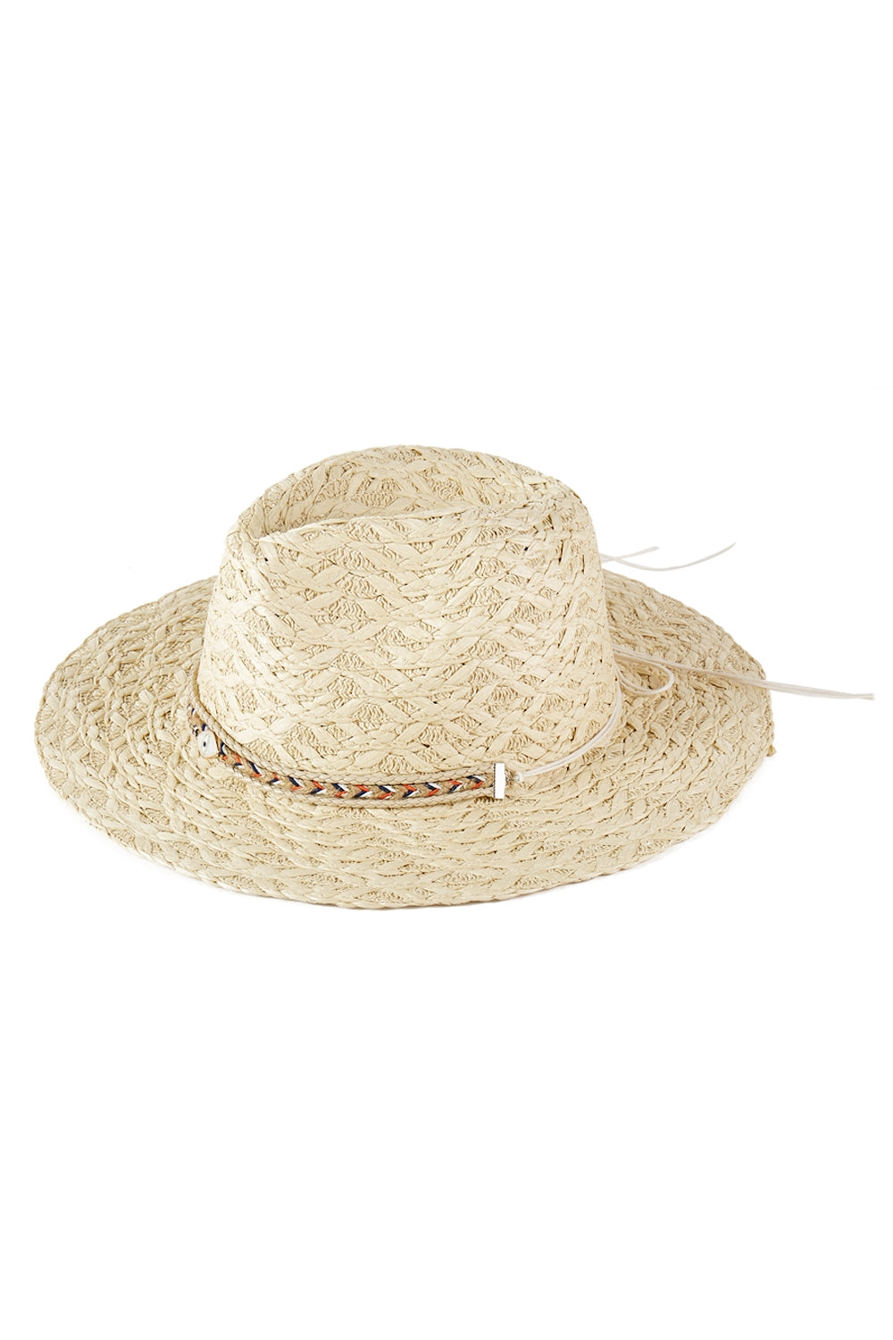 Straw Sun Hat with Straw Braided Evil Eye Beige - Pack of 6