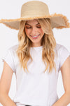 Frayed Edge Floppy Straw Hat Beige - Pack of 6