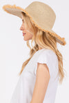 Frayed Edge Floppy Straw Hat Beige - Pack of 6