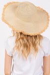 Frayed Edge Floppy Straw Hat Beige - Pack of 6