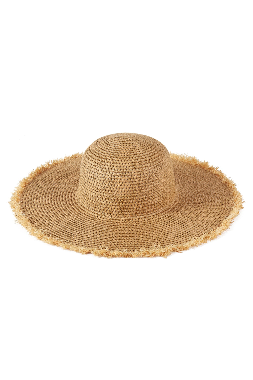 Frayed Edge Floppy Straw Hat Taupe - Pack of 6