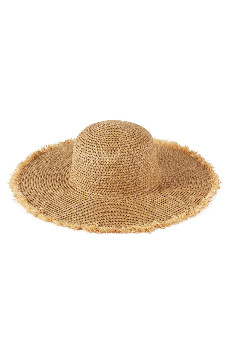 Frayed Edge Floppy Straw Hat Taupe - Pack of 6