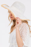 Frayed Edge Floppy Straw Hat White - Pack of 6