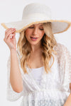 Frayed Edge Floppy Straw Hat White - Pack of 6