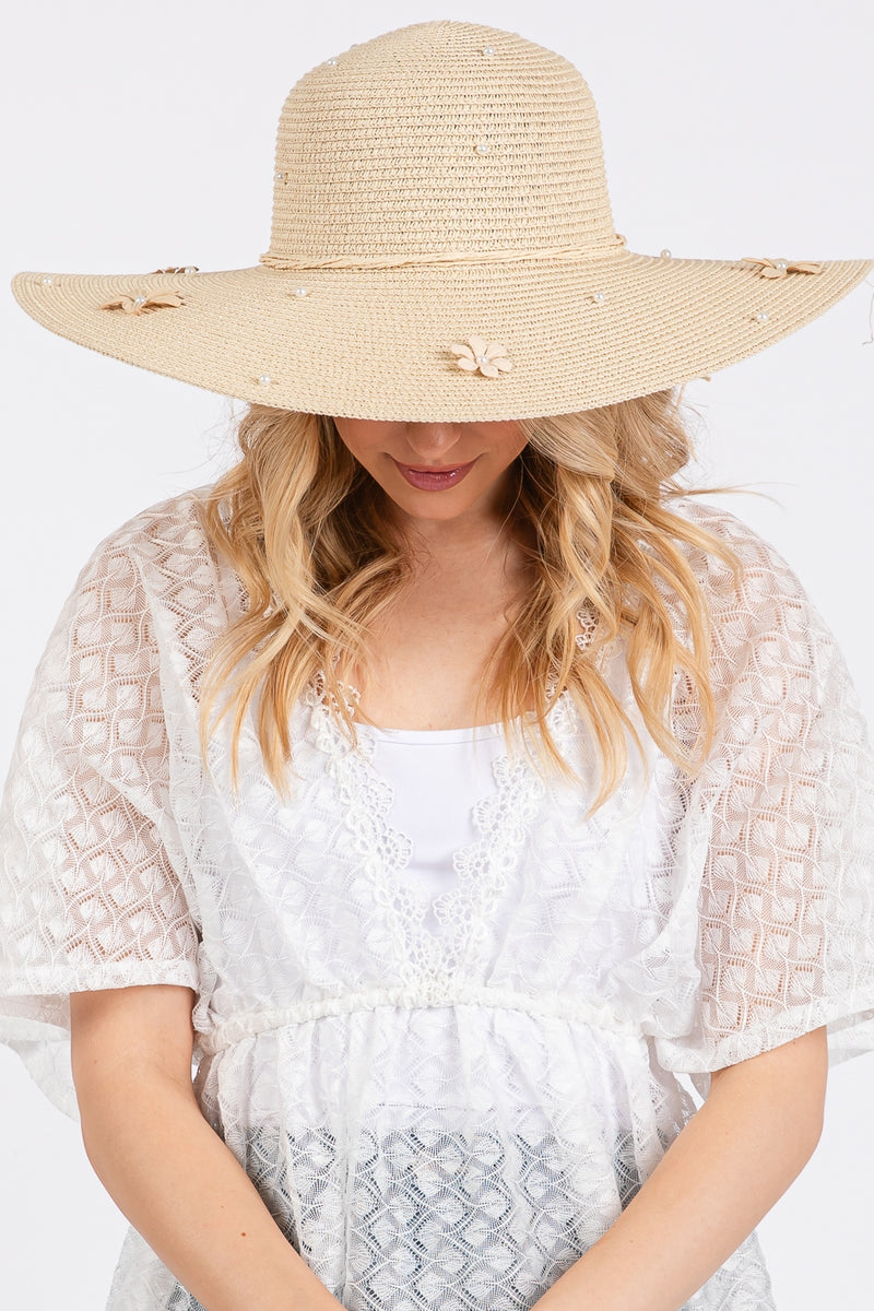 Daisy and Pearl Deco Wide Floppy Sun Hat Beige - Pack of 6