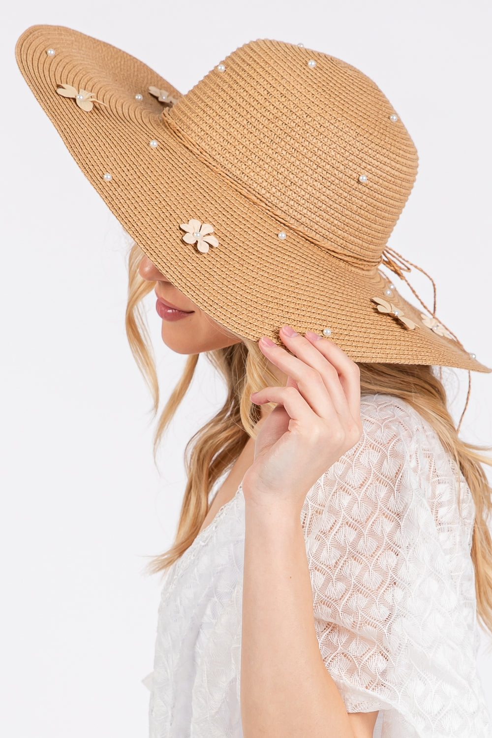 Daisy and Pearl Deco Wide Floppy Sun Hat Taupe - Pack of 6