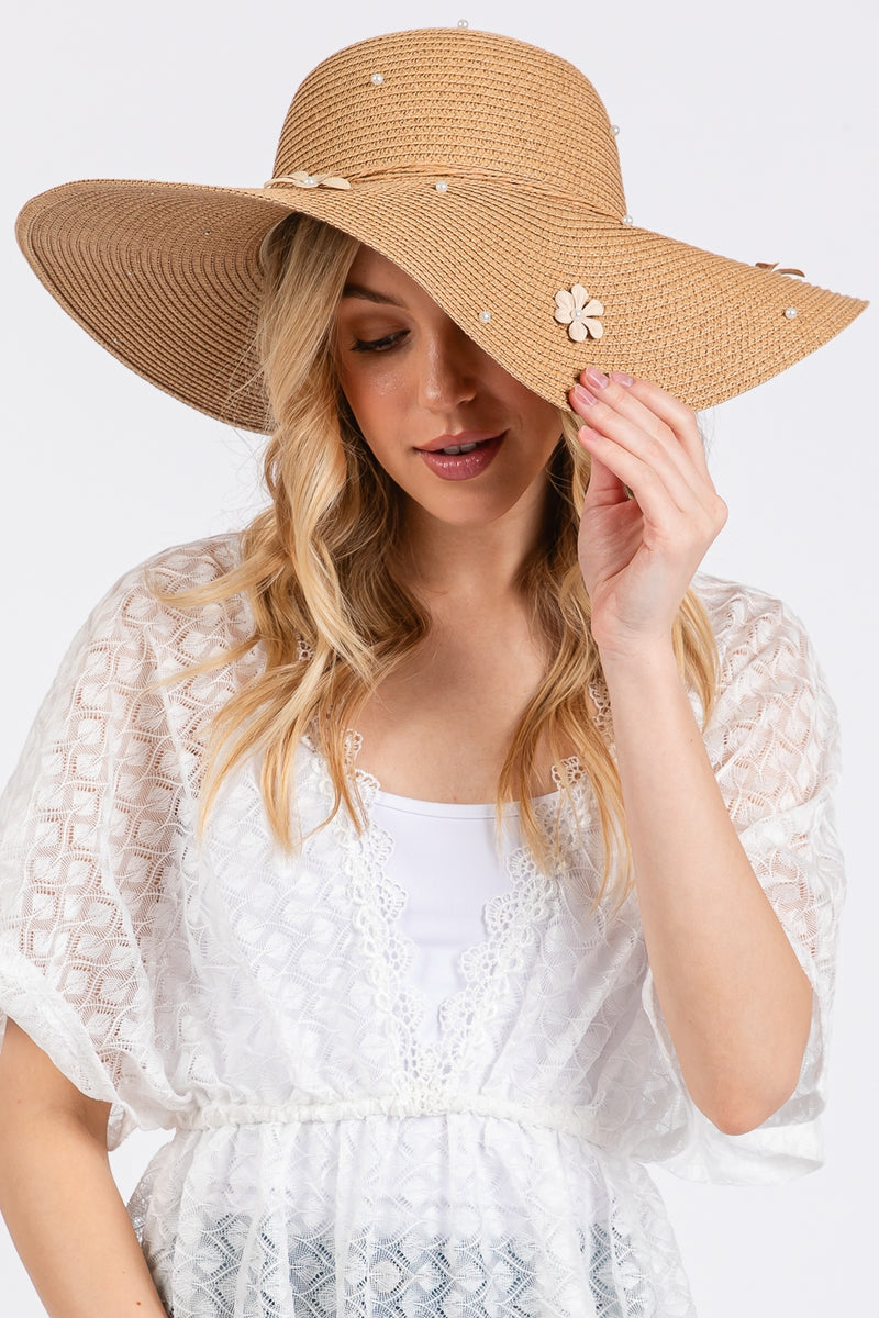 Daisy and Pearl Deco Wide Floppy Sun Hat Taupe - Pack of 6