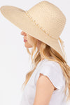 Braided Pearl Band Wide Floppy Sun Hat Beige - Pack of 6