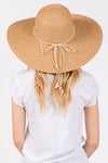 Braided Pearl Band Wide Floppy Sun Hat Taupe - Pack of 6