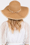 Edge and Woven Detail Wide Brim Floppy Straw Hat Taupe - Pack of 6