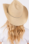 Rhinestone Chin Strap and Band Cowboy Hat Beige - Pack of 6