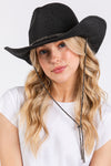 Rhinestone Chin Strap and Band Cowboy Hat Black - Pack of 6