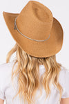 Rhinestone Chin Strap and Band Cowboy Hat Taupe - Pack of 6