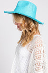 Frayed Solid Straw Sun Hat Turquoise - Pack of 6